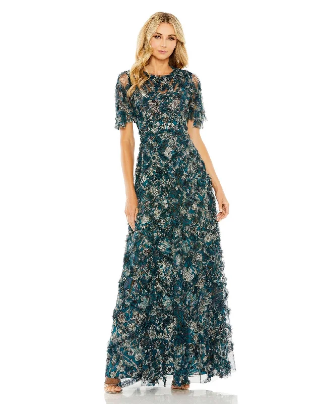 Flash Sale Now Mac Duggal 8043 Long Floral Print Formal Dress