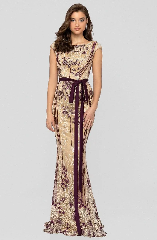 Imeless Style Terani Couture - 1911E9115 Floral Embroidered Bateau Evening Dress