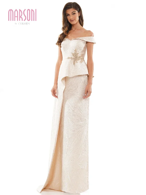 Chic Styles Marsoni Long Off Shoulder Formal Beaded Gown 1225