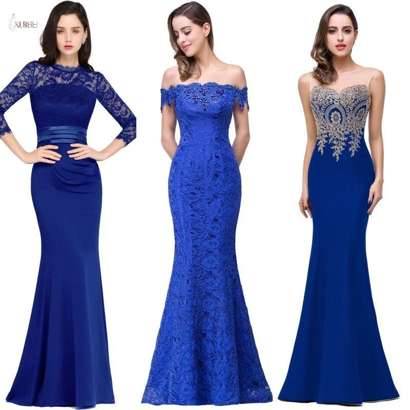 Edgy Fashion Deals Blue Luxury Applique Wedding Party Dress