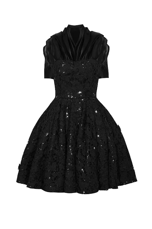 Limited Time Black Lace Shadow Mini Dress