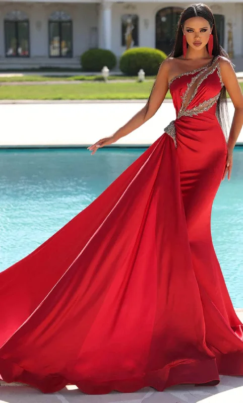 Retro Style Promotions Portia and Scarlett PS23460 - Beaded One Shoulder Evening Gown