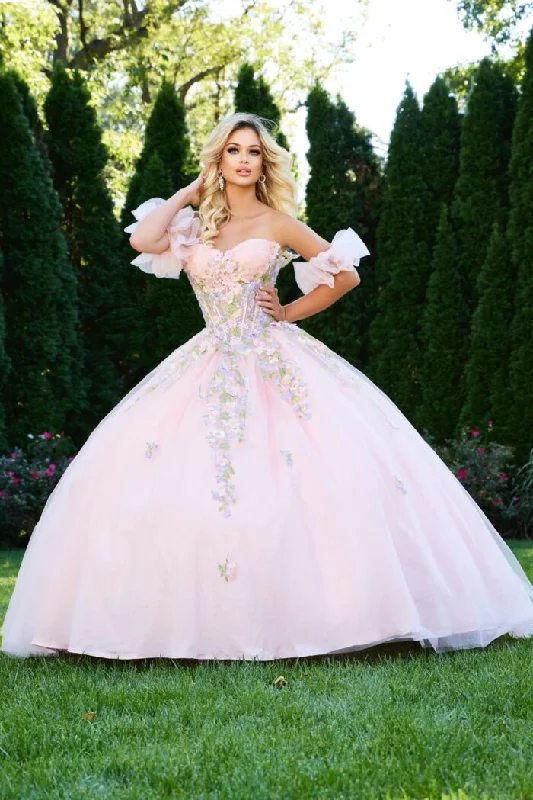 Evening Elegance Jovani 43231 Long 3D Floral Ball Gown Quinceanera Dress