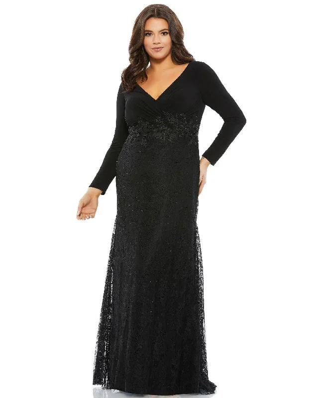 Contemporary Fashion Sale Mac Duggal 67896 Long Plus Size Formal Lace Dress Sale