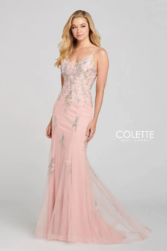 Retro Style Promotions Colette CL12110 Fitted Floral Prom Long Formal Dress