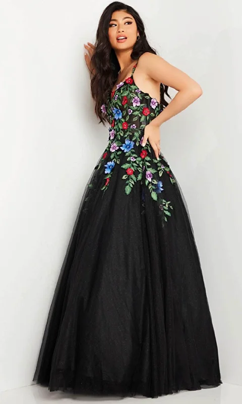 Daring Fashion Promotions JVN by Jovani JVN37489 - Floral Embellished Sleeveless Ballgown