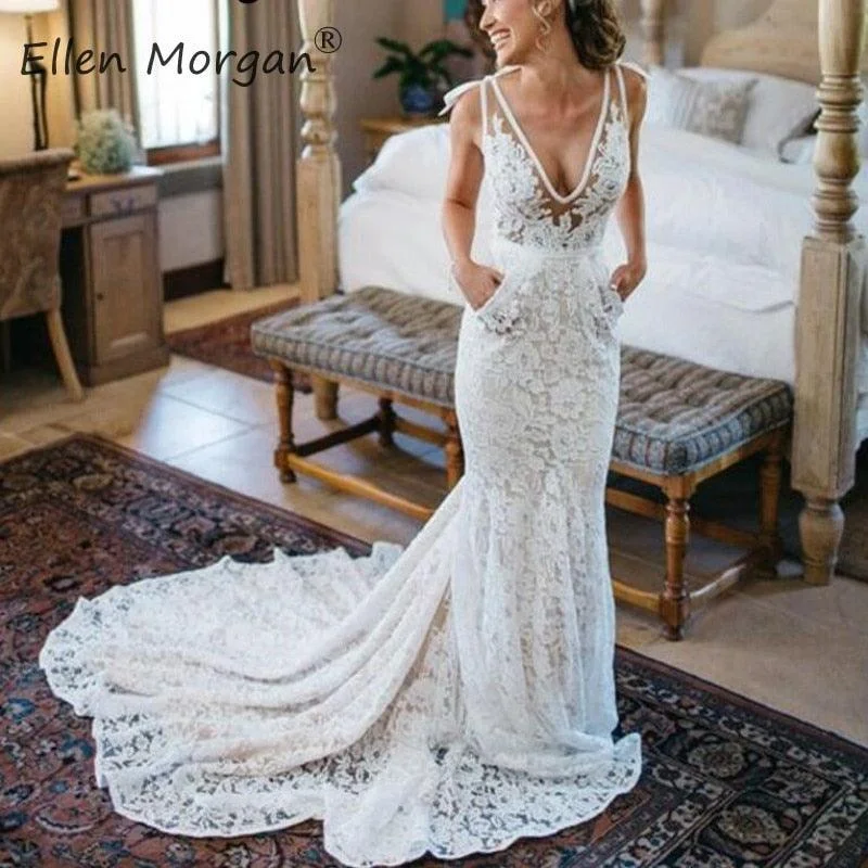 Affordable Trendy Fashion Lace Bohemia Mermaid Wedding Dress