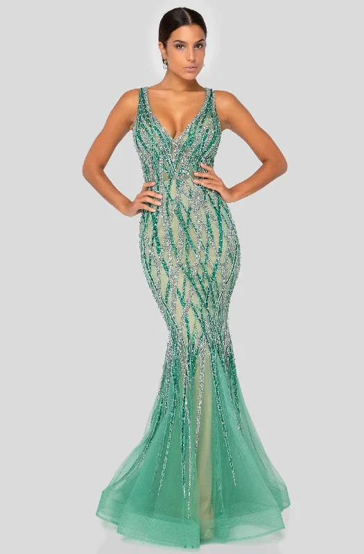 Flirty Fashion Discounts Terani Couture 1912GL9573 - Sleeveless Mermaid Evening Gown