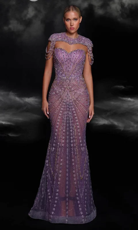 Latest Trends MNM Couture K4098 - High Neck See-Through Evening Gown