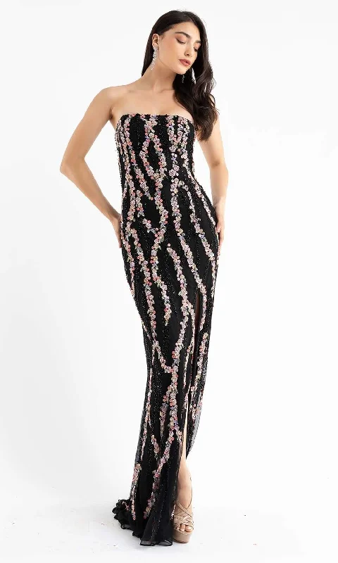 Buy More, Save More Primavera Couture - 3782 Sleeveless Trailing Floral Embellishment Evening Gown