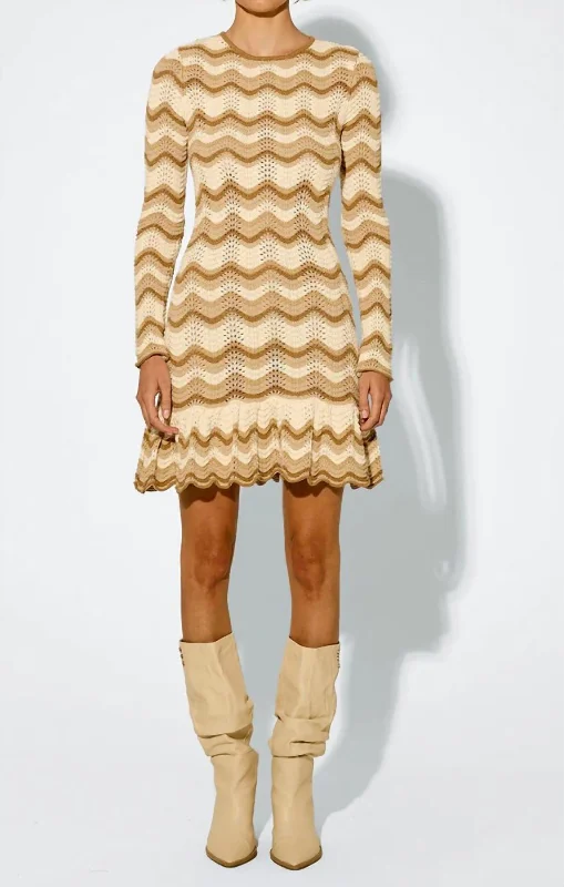 Hurry Before It'S Gone Kassiani Knit Mini Dress In Ivory/brown