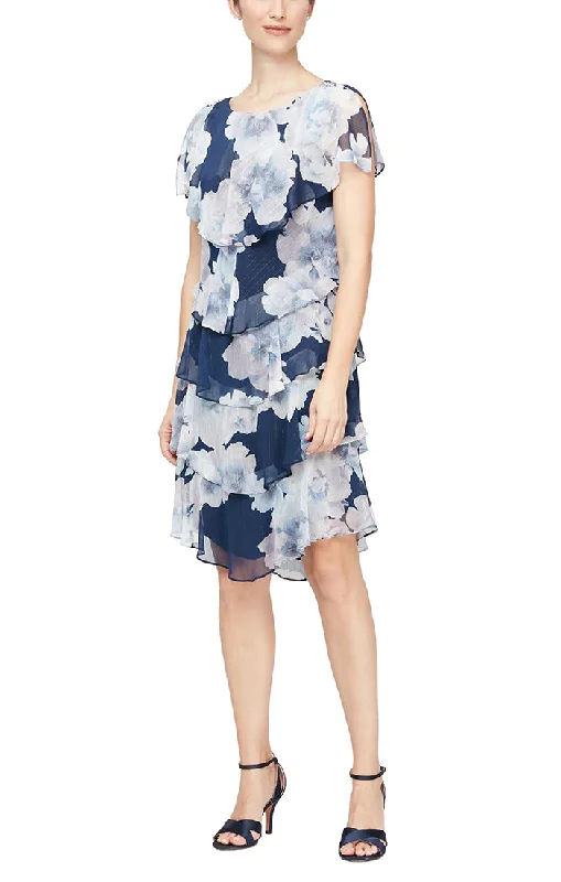 High-End Style Discounts SL Fashions 9171869 Floral Short Cocktail Dress