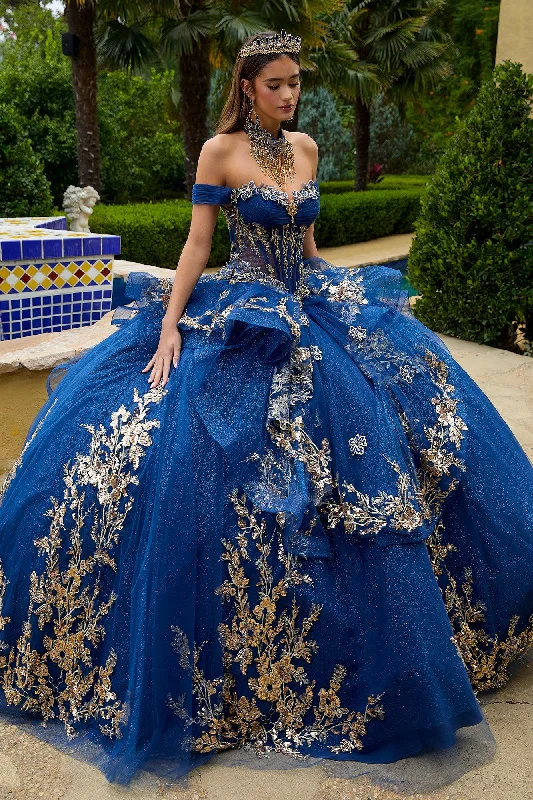 Urban Fashion Long Quinceanera Dress Floral Applique Ball Gown