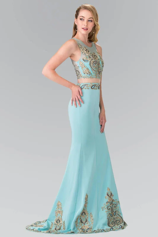 End-Of-Season Clearance Long Formal Sleeveless Mock Two Piece Prom Dress