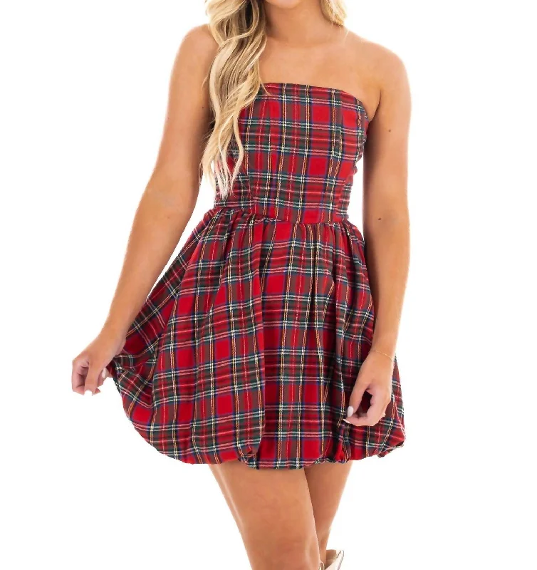 The Good Stuff Bright Places Plaid Mini Dress In Red