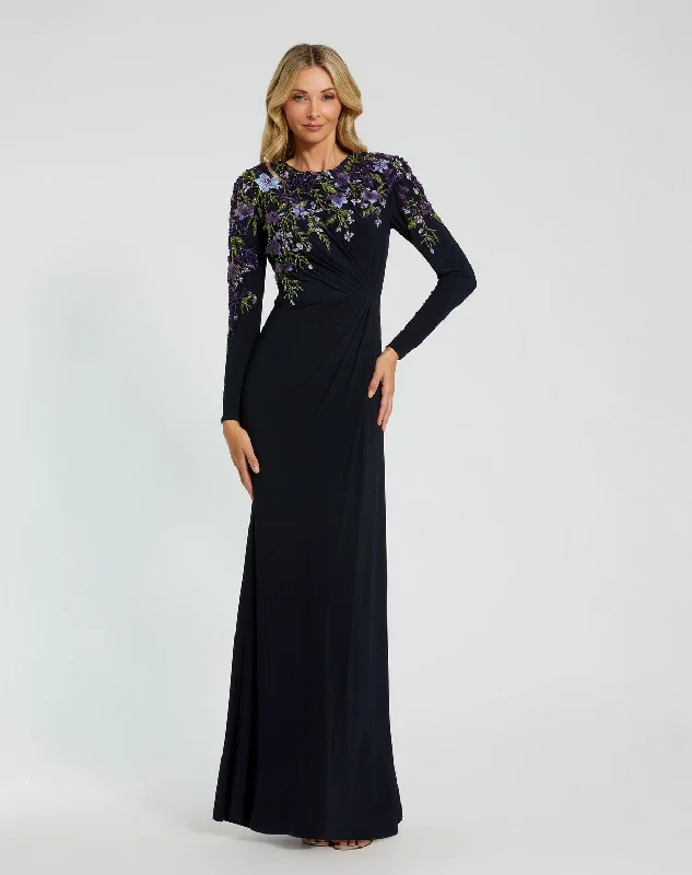 Browse Our Top Products Mac Duggal 11806 Long Sleeve Formal Floral Prom Dress