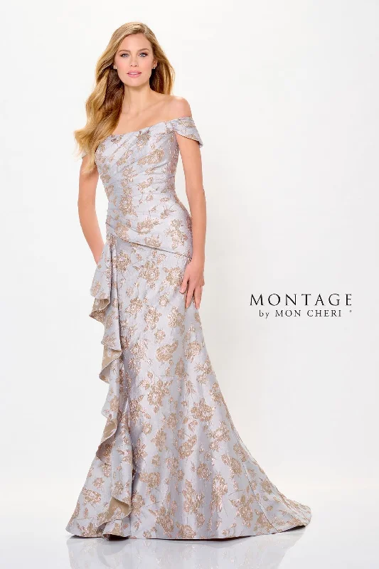 Stay Ahead In Style Montage M905 Long Mermaid Formal Floral Metallic Evening Dress