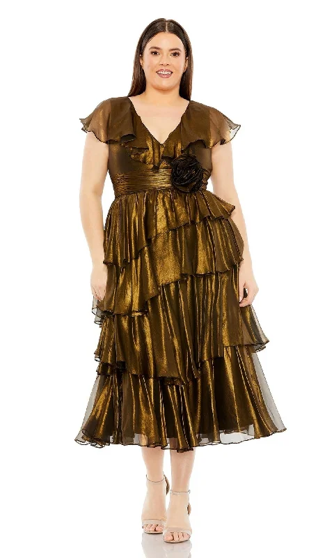 Flash Sale, Don'T Miss Plus-Size Short Gold Wedding-Guest Dress 49775W