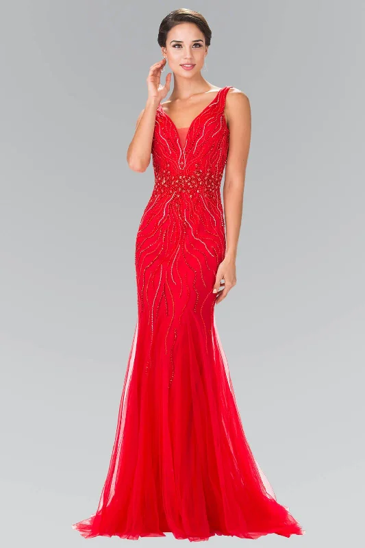 The Latest Fashion Trends Long Sleeveless V-Neck Prom Dress