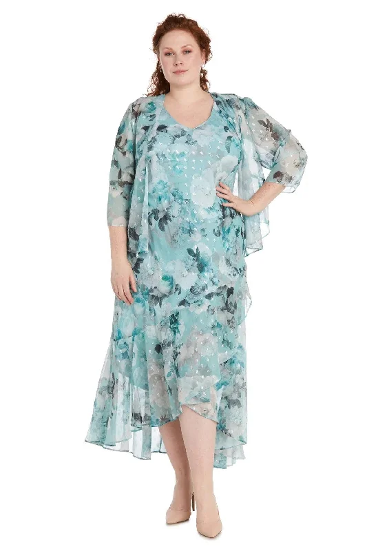 Flash Sale Fever R&M Richards 9966W Plus Size Floral High Low Jacket Dress