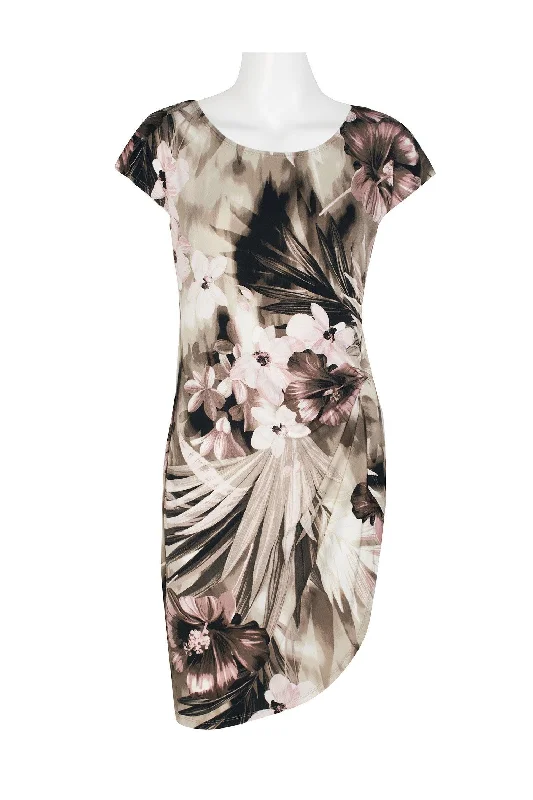 Stylish Deals Connected Apparel Short Cap Sleeve Floral Dress