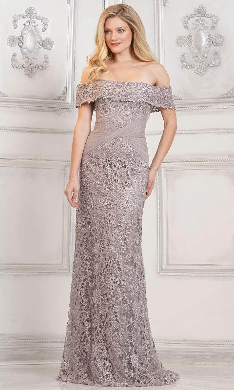 Boutique Styles Rina di Montella RD3129 - Straight Across Floral Lace Formal Gown