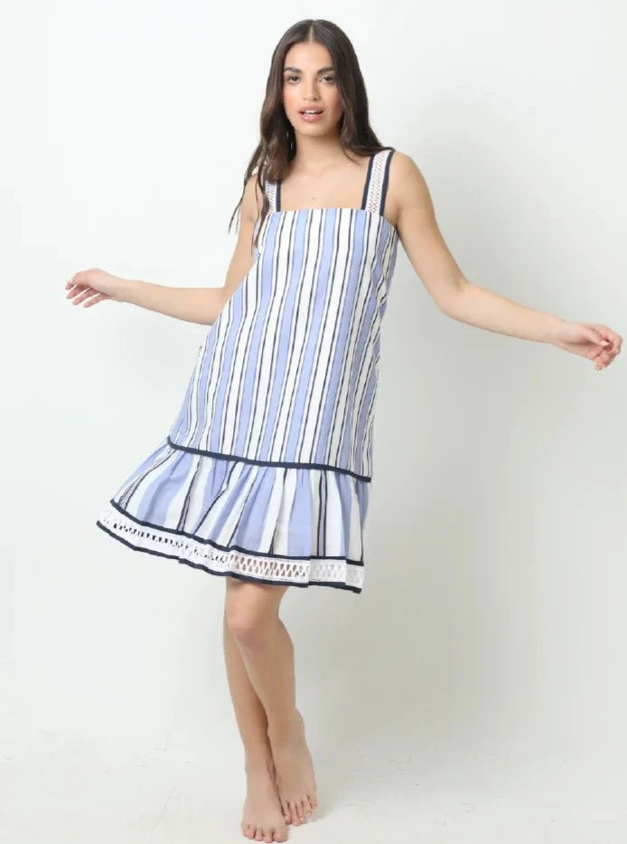 Stupidly Low Prices Ivanna Mini Dress in Blue Stripe