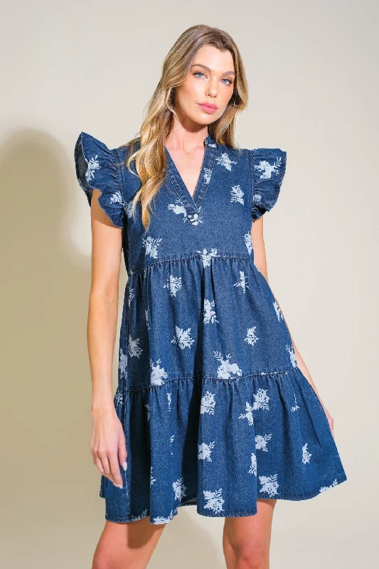 Browse Our Top Products ROMANTICALLY ENTANGLED DENIM MINI DRESS