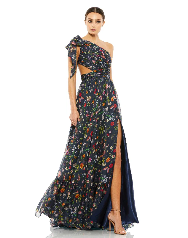 Daily Deals Mac Duggal 67938 Long Floral Print Formal Prom Dress