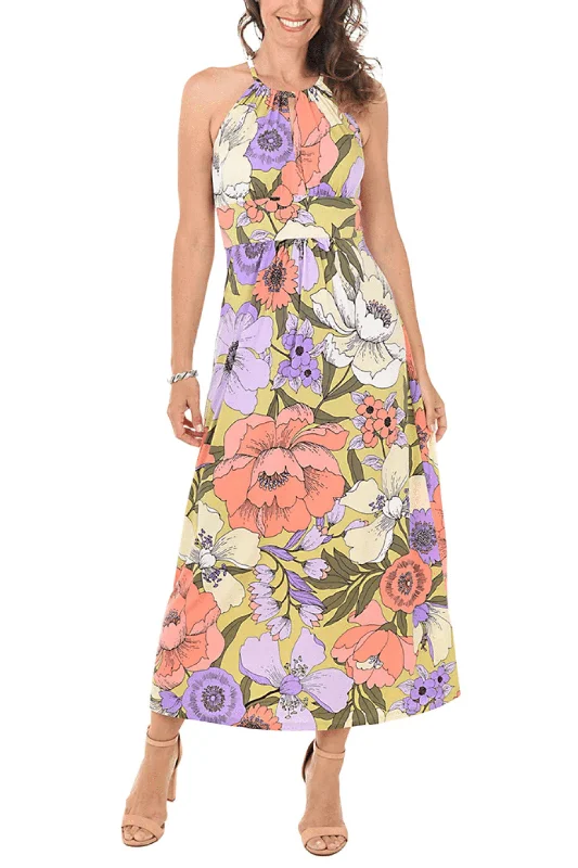 Hot Brand Discounts London Times T6110M - Floral Halter Maxi Dress