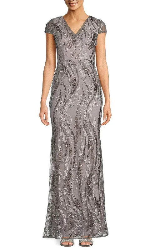 Chic Trends Unveiled Adrianna Papell AP1E210106 - V Neck Sequin Embroidery Gown