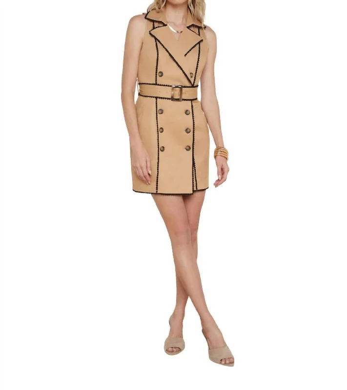 Hot Deals Hale Trench Mini Dress In Camel