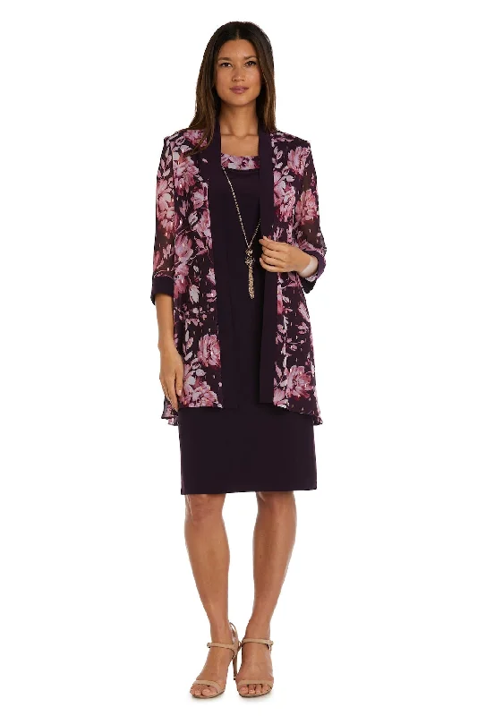 Get The Latest Trends R&M Richards 9646P Short Two Piece Floral Print Jacket Petite Dress