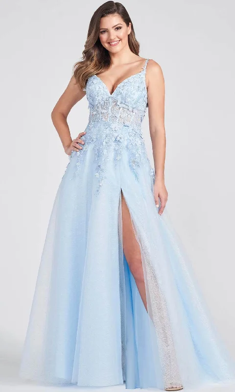 You'Ll Love Us Because Ellie Wilde - Floral Lace A-Line Prom Dress EW122057 - 1 pc Light Blue In Size 22 Available