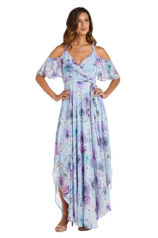 Limited Stock Nightway 22145 Long Formal High Low Floral Print Dress