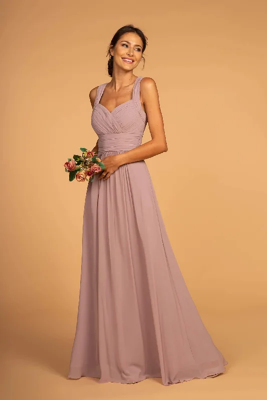 Fashion Essentials Chiffon Ruched Bridesmaid Long Formal Dress