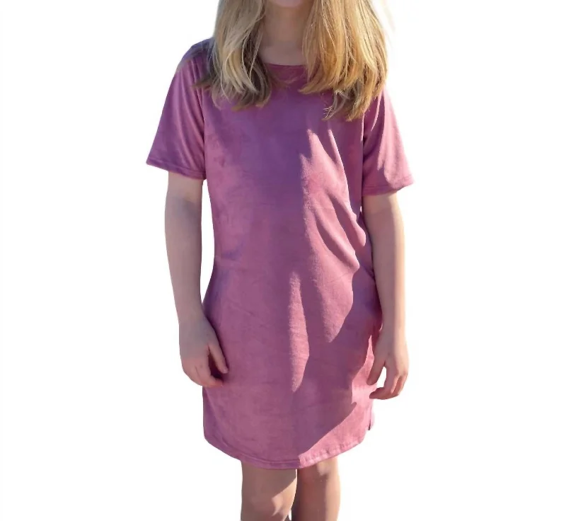 Hot Items Girl's Suede Mini Dress In Pink