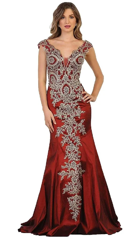 Luxe Style Discounts May Queen RQ7602 - Cap Sleeve Lace Formal Gown