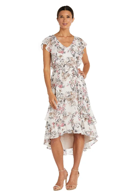 Snag Fabulous Fashion Bargains R&M Richards 7840 High Low Floral Chiffon Dress Sale