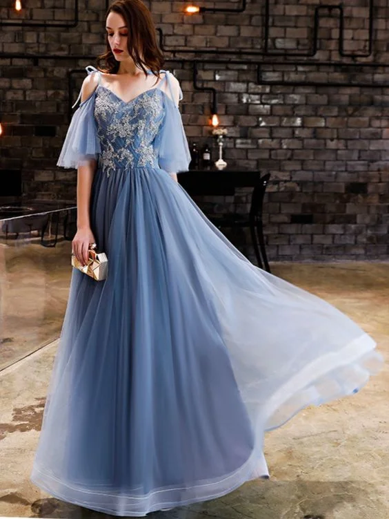 Limited Styles A-Line Spaghetti Strap Floor Length Tulle Elegant Formal Evening / Wedding Party promDress  cg7570