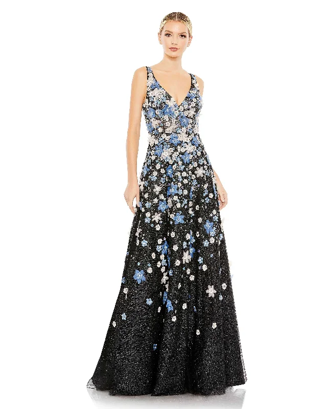 Season Offer Mac Duggal A11169 Long Floral A Line Formal Prom Dress