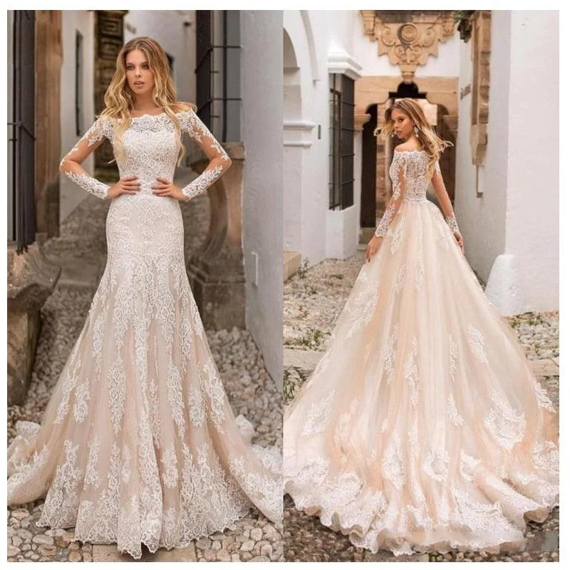 Athleisure Style Sale Full Length Sleeves Wedding Bridal Dress