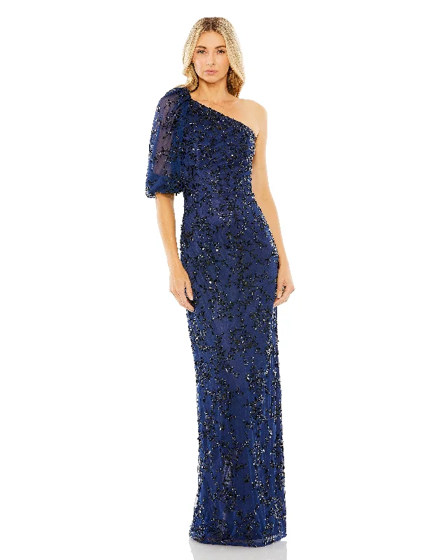 Street Chic Discounts Mac Duggal 5912 Long Formal Floral Beaded Evening Dress