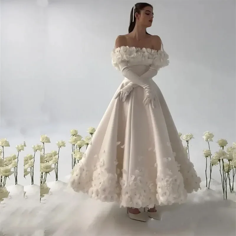 Effortless Style, Endless Impact Fashion Flower Prom Dresses with Cape Sweetheart Ruffles Ankle-Length Formal Evening Gown A-Line Wedding Party Dress (No Gloves)