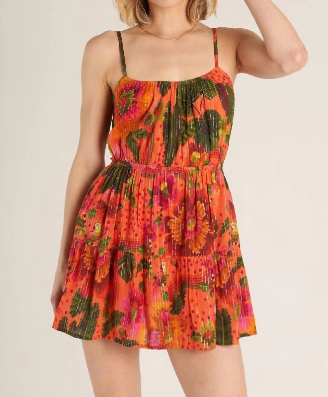 Retro Style Promotions Tropical Mini Dress In Orange