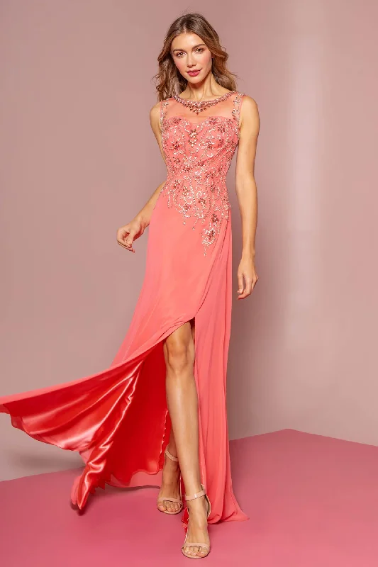 Bold Fashion Sales Prom Long Formal Beaded Chiffon Evening Dress