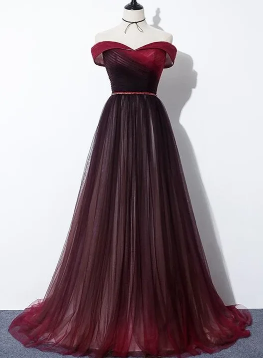 Weekend Exclusive Beautiful Dark Red Gradient Sweetheart Wedding Party Dress, A-Line Evening Dress prom Dress   cg10819