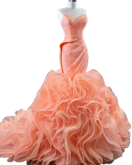 Top Deals women wedding bridal  Peach Sweetheart Sleeveless Elegant Dress