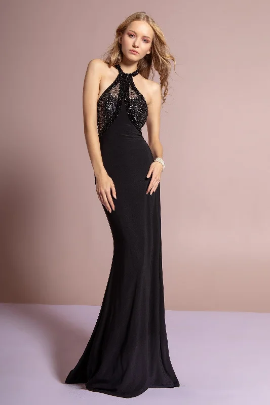 New Season Fashion Preview Prom Long Halter Beaded Dress Formal Gown