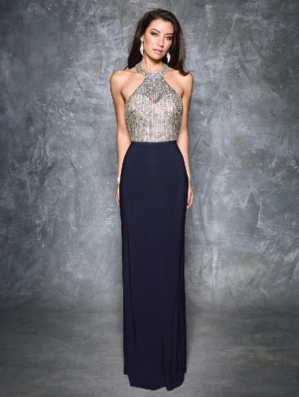 Casual Fashion Nina Canacci 7255 Size 2, 4 Long Crystal Halter Formal Dress Fitted Gown